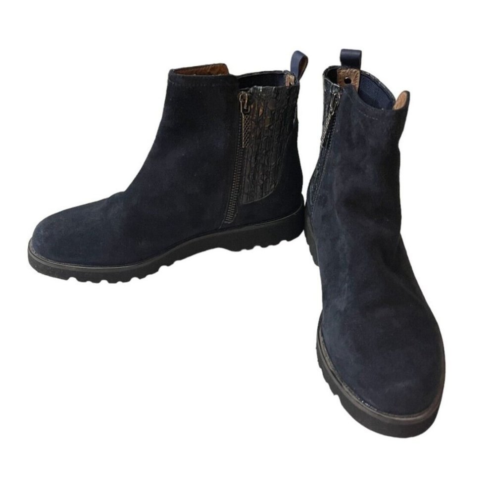 DONALD Pliner Women's Ankle Chelsea Boots Bootie Blue Suede Leather 5.5